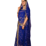 Sapphire Blue Dori Sequins Work Rajputi Poshak | Kundan Work on Bamber Satin | Jaipurio Designer Collection